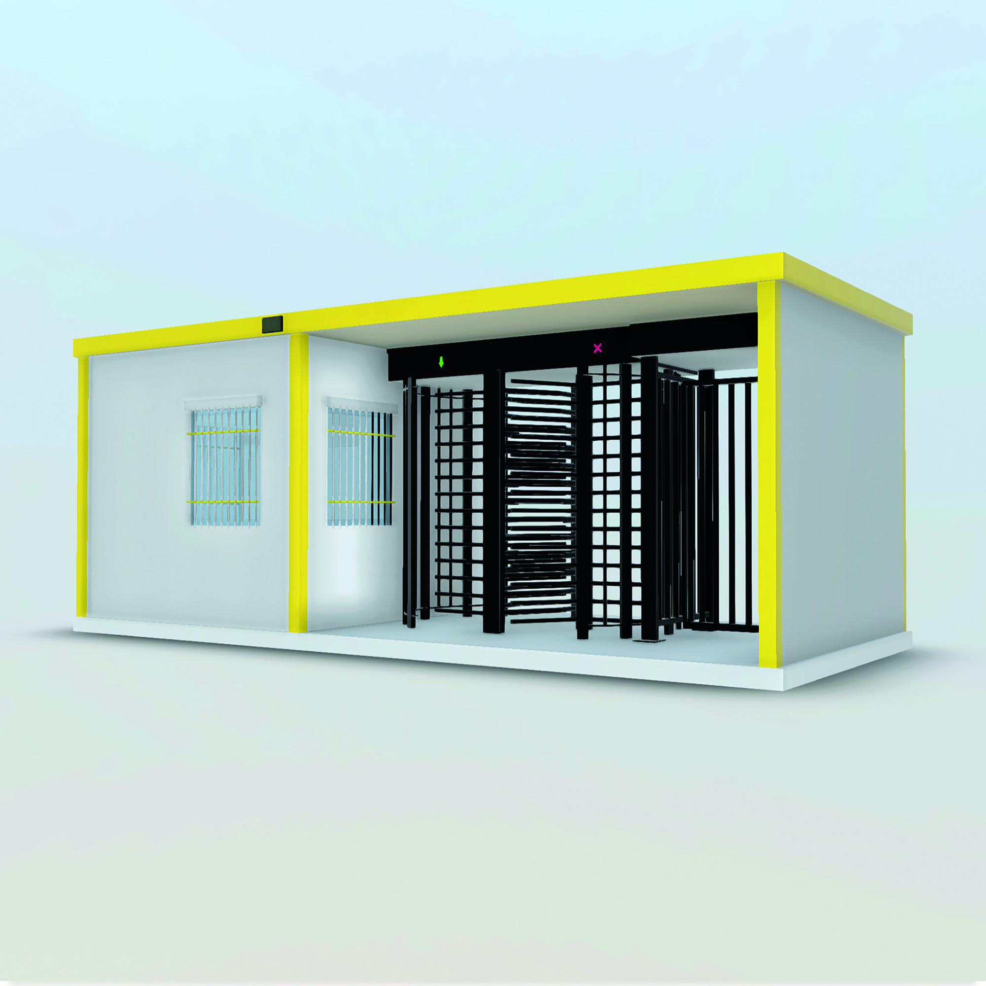 Solutions Poste de garde double tourniquet et portillon l : 2,45 m | L : 6 m | H : 3,00 m